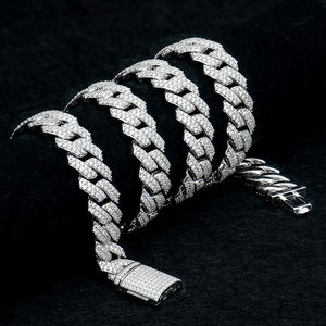 Hip Hop Cuban <b>Chain</b> Moissanite Necklace New S925 Silver <b>Iced</b> <b>Out</b> Vvs Diamond Mossanite Cuban Necklace for Men - Product Image 2