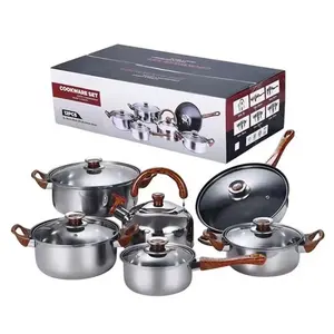 New Discount Edelstahl Edelstahl Kochgeschirr Sets Double Bottom Pot Set mit Kessel Suppe Topf Auflauf Kochute nsilien