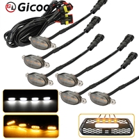 GICOO Feu de calandre LED pour voiture, 6000K Jaune Blanc, Feu de jour, Lentille fumée, Ambre, 12V, IP67, Feu de travail LED