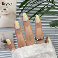 Ongles à presser de luxe Easywell, dégradé, forme amande, 30 pièces, réutilisables, autocollants acryliques, faux ongles, pour manucure quotidienne