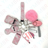 Porte-clés auto femme alarme ensemble sécurité défense porte-clés en vrac auto-défense porte-clés valise 9 pièces/ensemble fournitures de mode porte-clés