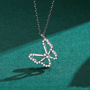 Mode 925 <span class=keywords><strong>argent</strong></span> Sterling papillon pendentif <span class=keywords><strong>collier</strong></span> bijoux cadeau papillon Zircon <span class=keywords><strong>collier</strong></span> pour les femmes - Product Image 1