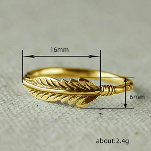 Anillo de Plata H221 con Diseño de Pluma, Estilo Bohemio, Unisex, Joyería de Regalo, Diseño Sencillo - Product Image 6