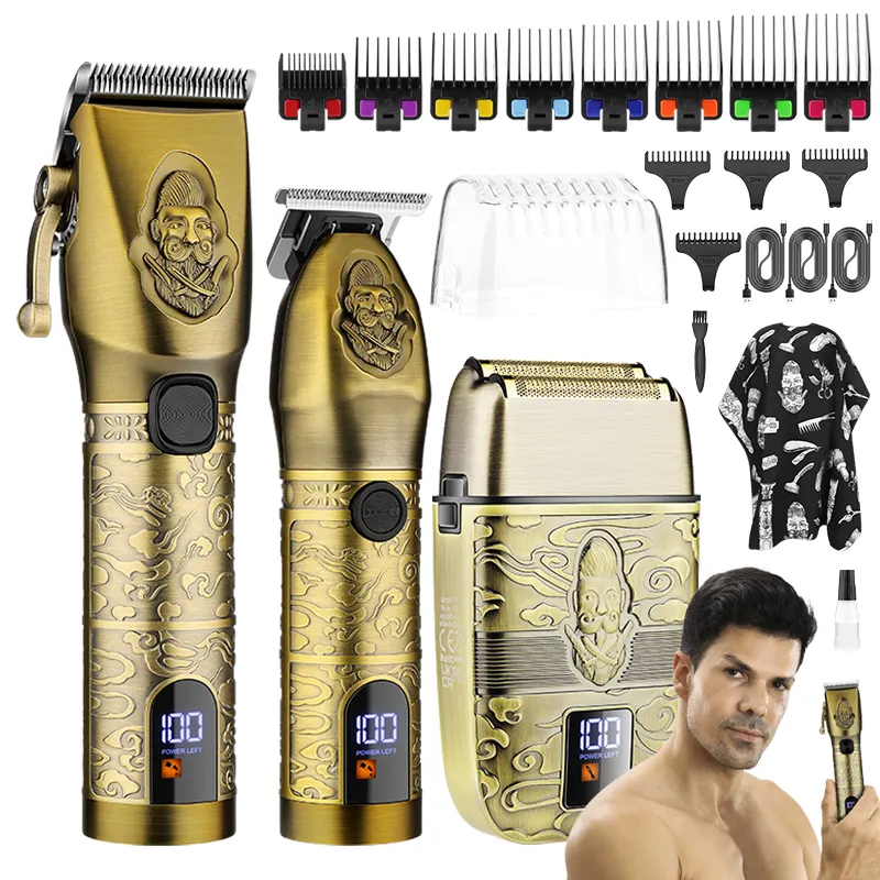 Suttik 730 Vintage Mannen Professionele Draadloze Kapper Trimmer T-Blade Neus Haar Baard Trimmer Set Haar Knippen Verzorgingsset Usb