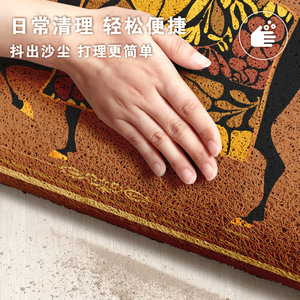 Oidochi Tapis d'entrée en boucle de soie à motif abstrait, paillasson antidérapant pour usage domestique, forme rectangulaire, résistant à la poussière - Product Image 4