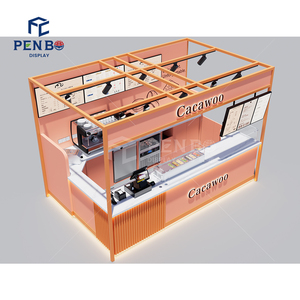 Penbo Custom Coffee Kiosk Design Modern Shopping Mall MDF Contrachapado Cafe Bubble Tea Counter - Product Image 2