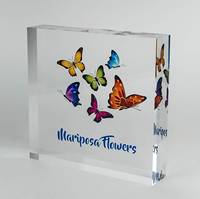 Bloc de verre acrylique transparent de qualité supérieure avec logo affichage décor de bureau signe de code QR signe de paiement présentoirs de bureau