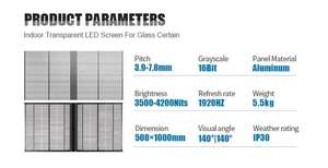 Écran d'affichage de fenêtre transparent flexible intérieur P2.6*5.2mm IP65 adhésif, panneau publicitaire en verre couleur pleine intérieur - Product Image 2