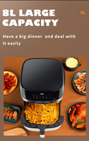 Friteuse à air numérique à écran ultra-large de 8 L 9 L en acier inoxydable populaire de 1700 W, petits appareils électroménagers de cuisine, friteuses intelligentes pour la famille