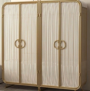 Armadio Nordico Moderno Semplice a Quattro Ante in Ferro, Impermeabile, Ignifugo, Ecologico, con Appendiabiti, Arredamento per la Casa - Product Image 2