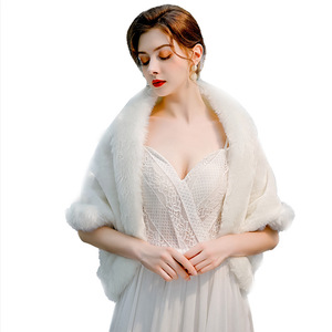 S4341F nuovo abito <span class=keywords><strong>da</strong></span> sposa ispessito caldo mantello damigella d'onore scialli bianchi per le donne invernali - Product Image 5