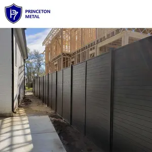 DIY Custom Modern Residential Yard Style Black Metal Aluminum Slat Fence Panels