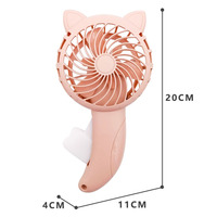 Ventilateur portable manuel à oreilles de chat de dessin animé, mini-ventilateur à pression manuelle, sans piles, modèle chaton en polypropylène