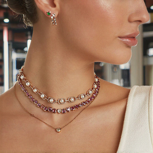 新着流行の女性用マイクロパイブ5Aキュービックジルコニアテニスチョーカーネックレス白ピンクグリーンハートダイヤモンドポーランド - Product Image 3