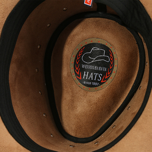Sombrero de Jazz de estilo occidental, ajustable, de ala ancha, a la moda, sombrero de vaquero con cabeza de toro de Metal decorado - Product Image 6