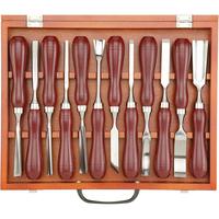 Burin en acier au Chrome Vanadium pour le travail du bois, avec étui en bois, couteau à découper, outils, ensemble de burins, 12 pièces