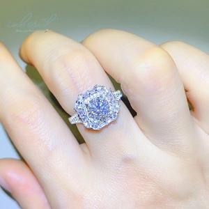Серебряное 925, оригинальное бриллиантовое кольцо с блестящей огранкой в 1 карат, обручальное кольцо из муассанита для женщин, ювелирные изделия из драгоценных камней