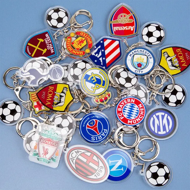 Promotional gifts Football Club Milan gift backpack pendant plastic key chain clear acrylic custom keychain