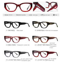 MS 18107 Lunettes optiques pour femmes tendance, monture carrée en acétate avec motif floral, verres en résine, design à monture complète, haute qualité