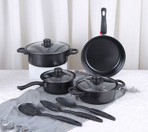 持続可能な13ピース鉄ノンスティックヘルシー多機能フライパンミルクポット食器洗い機安全耐久性調理器具セットガラス - Product Image 6