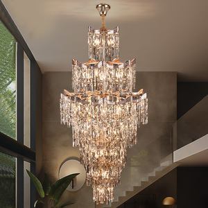 Crystal Chandelier Long Multi Head LED <b>Light</b> Luxury Loft Living Room <b>Ceiling</b> Fixture - Product Image 1