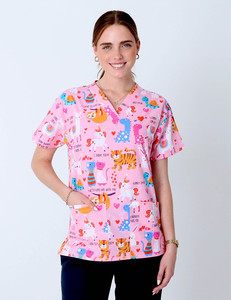 Conjunto de Scrubs Femininos Luxuosos Hospital Foundation: Camisa Médica Estampada e Uniformes Personalizados para Enfermeiras - Product Image 2