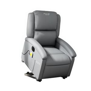 Sillón de masaje reclinable eléctrico de piel sintética gris para uso doméstico de cuerpo completo - Product Image 1