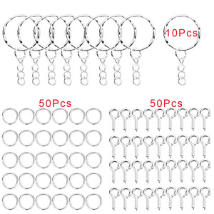 Kit de matériaux pour anneaux d'ouverture de porte-clés, 10 maillons de chaîne, 50 vis à œillet, 50 pièces pour la fabrication de bracelets, accessoires de bijouterie - Product Image 3