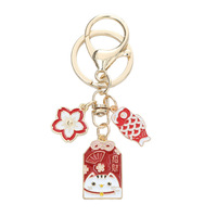 Porte-clés japonais Kawaii en émail, pendentif amulette orientale Maneki Neko, design porte-bonheur et victoire, décoration de sac à main, cadeaux de la Saint-Valentin