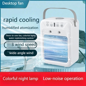 Nouveau ventilateur de bureau portable à double pulvérisation, faible bruit, rechargeable par USB, petit climatiseur, souffleur d'air froid avec minuterie - Product Image 2