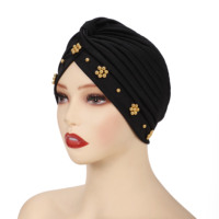 Nouveau doux couleur unie musulman dames Hijab femmes indonésie musulman casquette bandeau perles Bandana bandeau cheveux accessoires Turban chapeau