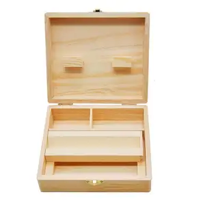 Caixa para fumo de madeira, caixa para fumantes de bambu armazenamento de ervas tabaco