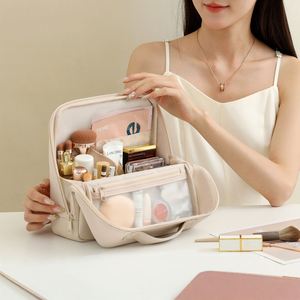Bolsa de Maquillaje Vertical Personalizada con Logotipo para Mujer, Organizador de Cosméticos, Gran Capacidad, Impermeable, Portátil, Material PU - Product Image 3