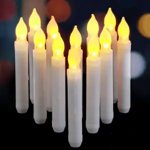 2支/套dia2 * 28厘米逼真无焰移动火焰柱蜡烛闪烁发光蜡烛教堂祈祷家居装饰