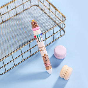 Kapibara Ten-Coor Bapoint Pen Cute Creative Toma de notas Specia Press-Type Eementary Schoo Students Coorfu - Product Image 6