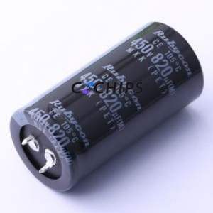 Condensador Electrolítico de Aluminio de Montaje a Presión 450MXK820MEFCSN30X60, Componente de Orificio Pasante THT, D30xL60mm 820uF 20% 450V 10mm - Product Image 1