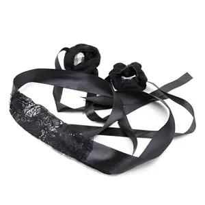 BDSM Bondage Fancy Lace Eye Mask and Wrist Cuffs for Adult Sex Foreplay Game