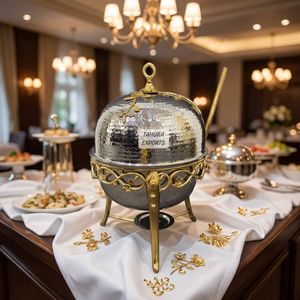 2026 Latest Style Top Trending Luxury Chafing Dish With Ornate <b>Legs</b> Hammered Lid Prime Quality Brass And Stainless Steel - Product Image 1