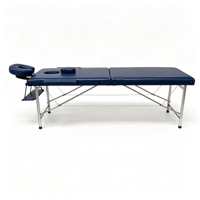 Table de massage pliable robuste à 2 sections avec pieds en acier inoxydable, portable, pour spa et salon, avec accessoires