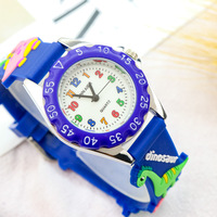 Montre numérique mignonne dinosaure pour enfants - Montre élégante pour apprendre l'heure, bracelet en silicone, affichage à aiguilles 10 mm pour garçons et filles de 3 à 9 ans