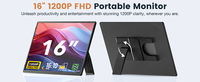 Moniteur portable double pour ordinateur portable, 16 pouces 1200P, horizontal et vertical, Plug&Play, moniteur de voyage pour ordinateur portable avec housse intelligente premium