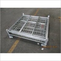 Cage en treillis métallique logistique en acier galvanisé Q235 robuste, panier de rangement métallique pliable, conteneur à roulettes pliable