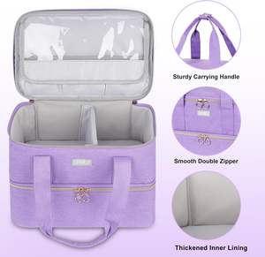 Échantillon gratuit, vente en gros d'usine, sac de rangement pour vernis à ongles, sac de rangement pour outils d'amélioration des ongles, sac à cosmétiques double couche, sac à huile essentielle - Product Image 2