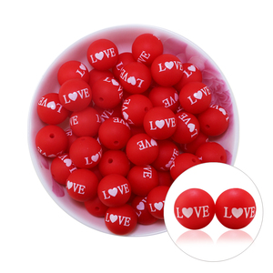 Cadeaux Saint-Valentin 2024 : Nouvelles perles de silicone imprimées en forme de cœur de 15 mm, perles de dentition colorées pour la fabrication de stylos perlés DIY et de bijoux - Product Image 4