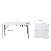 Table pliante légère en plastique réglable en hauteur 120*60cm, portable, en HDPE, pour le camping, les pique-niques, les salons professionnels et les activités de plein air