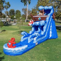 Tobogán Acuático Inflable Comercial para Alquiler, Diseño de Naufragio, Tobogán Acuático Inflable Húmedo/Seco