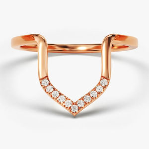 Anillo de Compromiso, Boda o Aniversario de Alta Calidad, con Diamantes Naturales Curvos, Elegante y Delicado, en Oro Amarillo, Rosa o Blanco Sólido de 14K con Pavé - Product Image 2