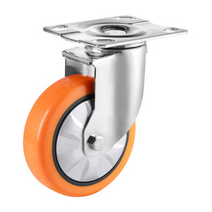 Ruedas Giratorias Industriales Medianas de 4, 5 y 6 Pulgadas <span class=keywords><strong>para</strong></span> <span class=keywords><strong>Muebles</strong></span>, Ruedas Universales de PU Naranja, Ruedas Giratorias - Product Image 4