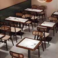 Ensemble de table et chaises de style moderne en bois massif pour café, banquette demi-cercle, mobilier commercial en cuir pour salon, restaurants