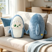 Peluche personnalisée Chat Requin OEM ODM, Poupée en peluche, Mascotte sur mesure pour cadeau d'entreprise en gros